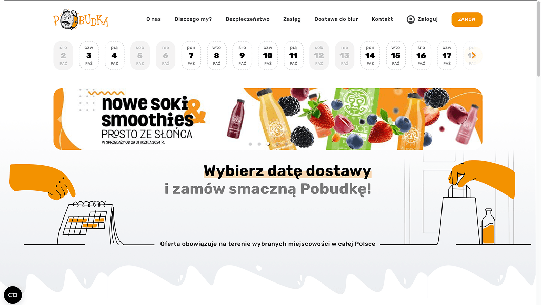 Widok strony głównej pobudka.waw.pl