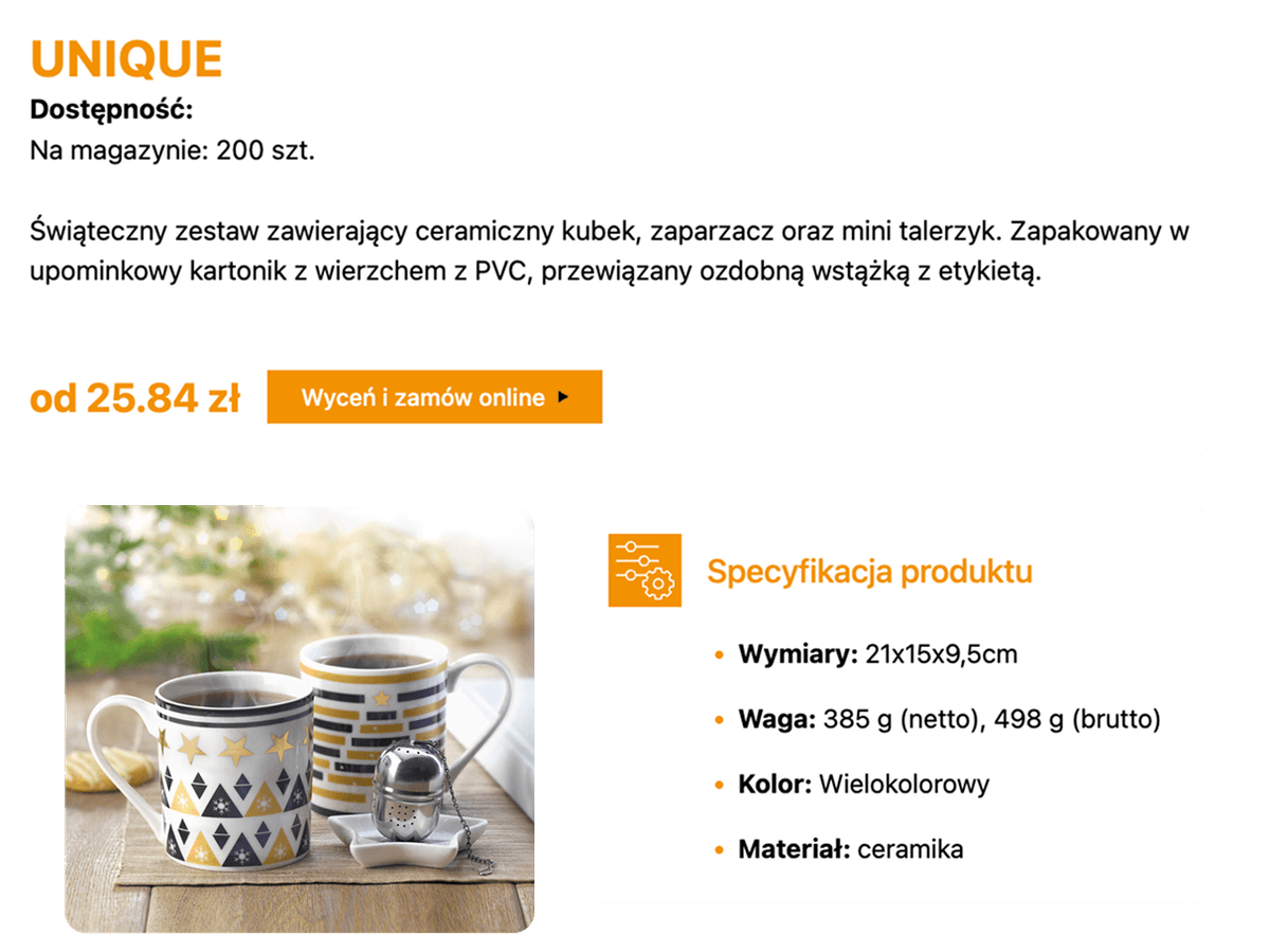 Widok strony produktu adteam.pl